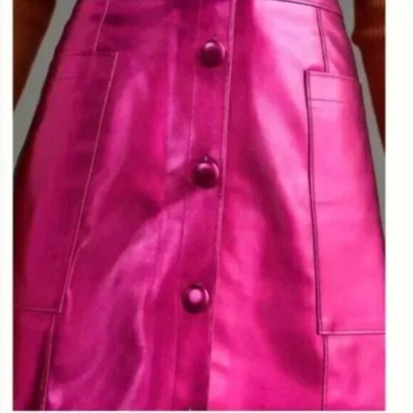 ⭐️ Maeve Metallic Hipster Boho Peasant Hippie Art Farm Modern Button Chic Skirt - Picture 2 of 3